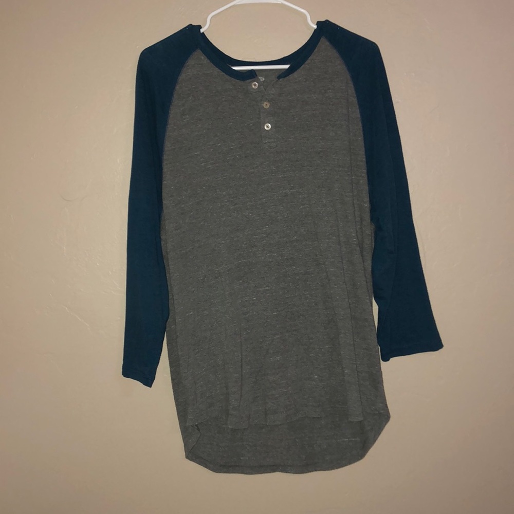 Gray & Blue baseball tee